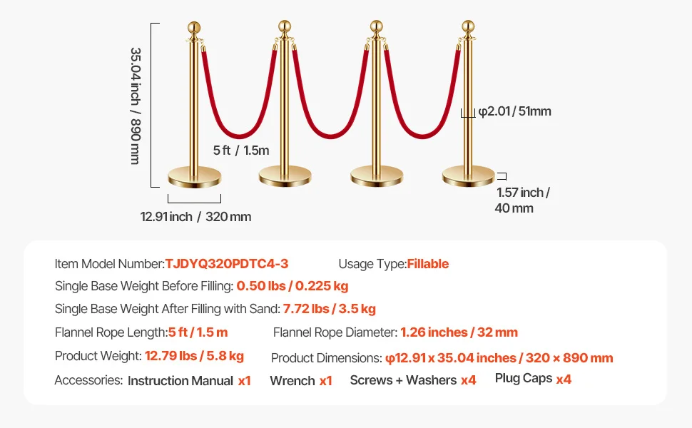 SucceBuy Stanchions 4/6/8Pcs Stainless Steel Post with Fillable Base Red Velvet Ropes & Posts Crowd Control Barriers Stanchions for Party Museum
