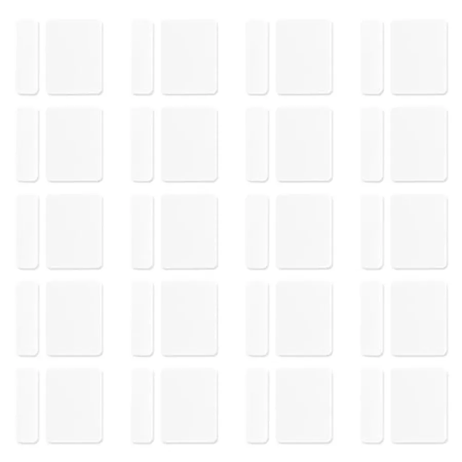 For SimpliSafe entry sensors: pre-cut double-sided adhesive pads in white, durable acrylic material, strong hold for door, wind