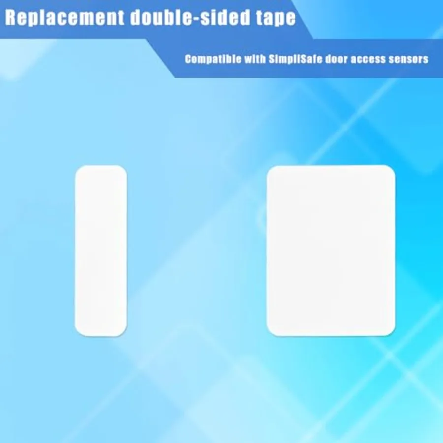 For SimpliSafe entry sensors: pre-cut double-sided adhesive pads in white, durable acrylic material, strong hold for door, wind
