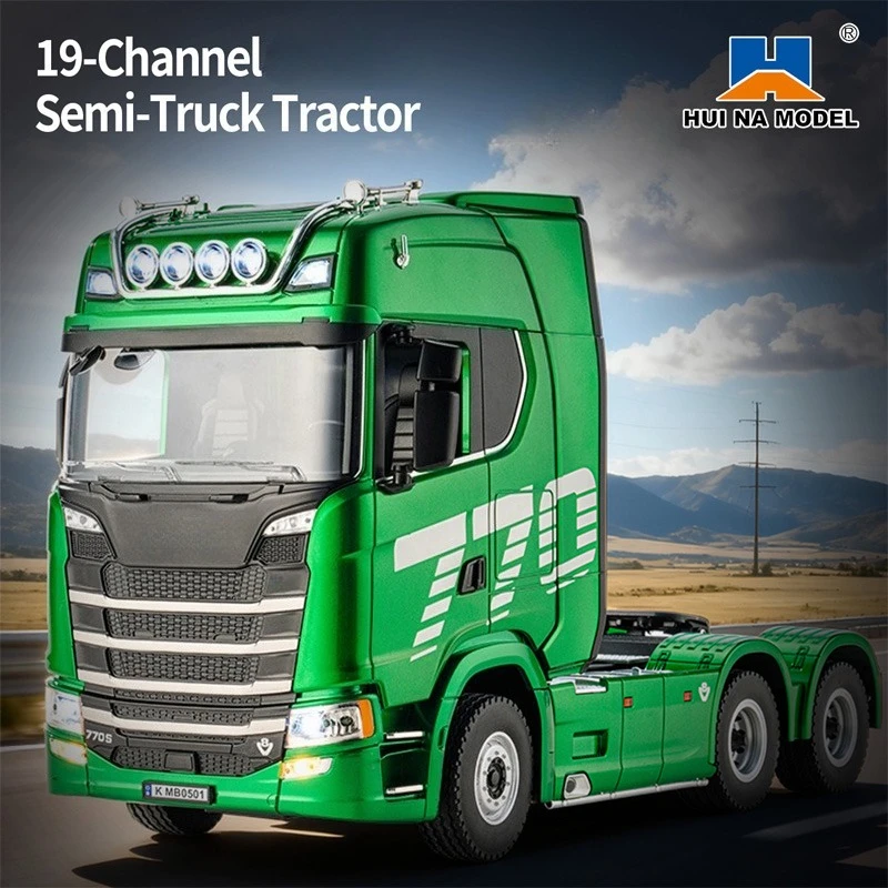 HUINA 770S 1502 1/18 RC Tractor 2.4G 19CH RC Engineering Trailer Truck with Lights and Sound System RC Car Model Toy Gift HUINA 1592 1:14 Scale RC Excavator 22 Channels
