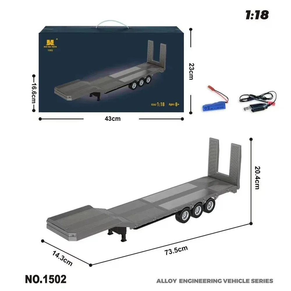 HUINA 770S 1502 1/18 RC Tractor 2.4G 19CH RC Engineering Trailer Truck with Lights and Sound System RC Car Model Toy Gift HUINA 1592 1:14 Scale RC Excavator 22 Channels