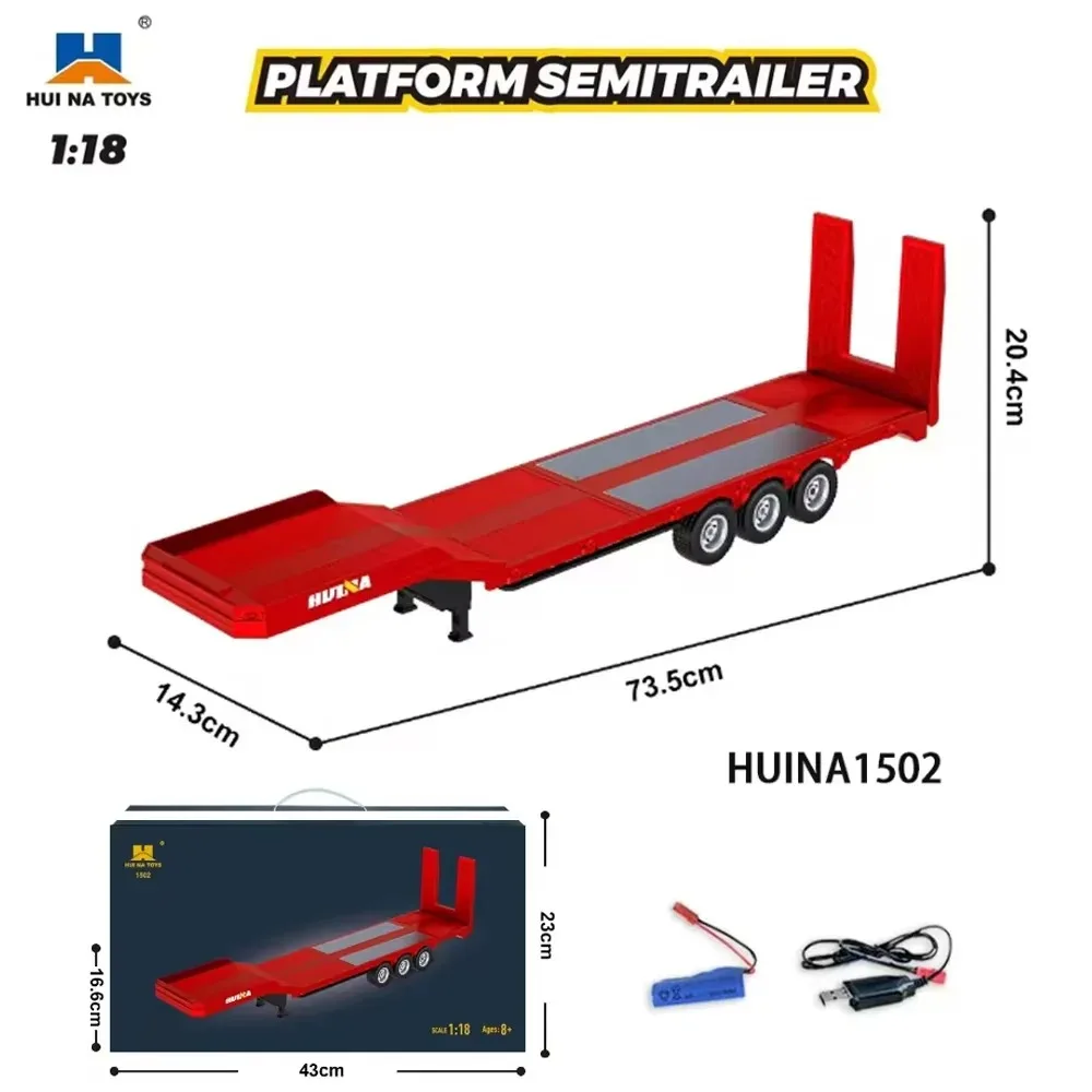 HUINA 770S 1502 1/18 RC Tractor 2.4G 19CH RC Engineering Trailer Truck with Lights and Sound System RC Car Model Toy Gift HUINA 1592 1:14 Scale RC Excavator 22 Channels