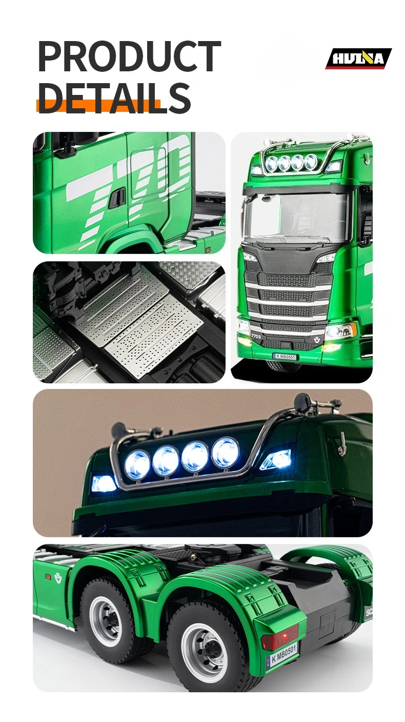 HUINA 770S 1502 1/18 RC Tractor 2.4G 19CH RC Engineering Trailer Truck with Lights and Sound System RC Car Model Toy Gift HUINA 1592 1:14 Scale RC Excavator 22 Channels