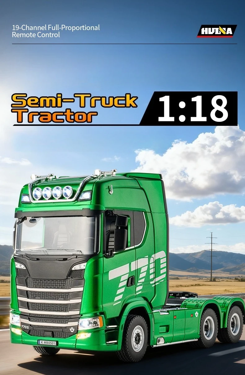 HUINA 770S 1502 1/18 RC Tractor 2.4G 19CH RC Engineering Trailer Truck with Lights and Sound System RC Car Model Toy Gift HUINA 1592 1:14 Scale RC Excavator 22 Channels