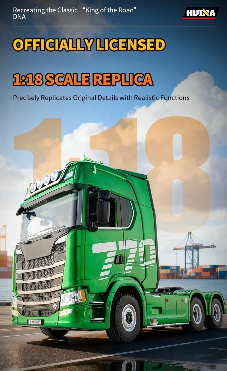 HUINA 770S 1502 1/18 RC Tractor 2.4G 19CH RC Engineering Trailer Truck with Lights and Sound System RC Car Model Toy Gift HUINA 1592 1:14 Scale RC Excavator 22 Channels