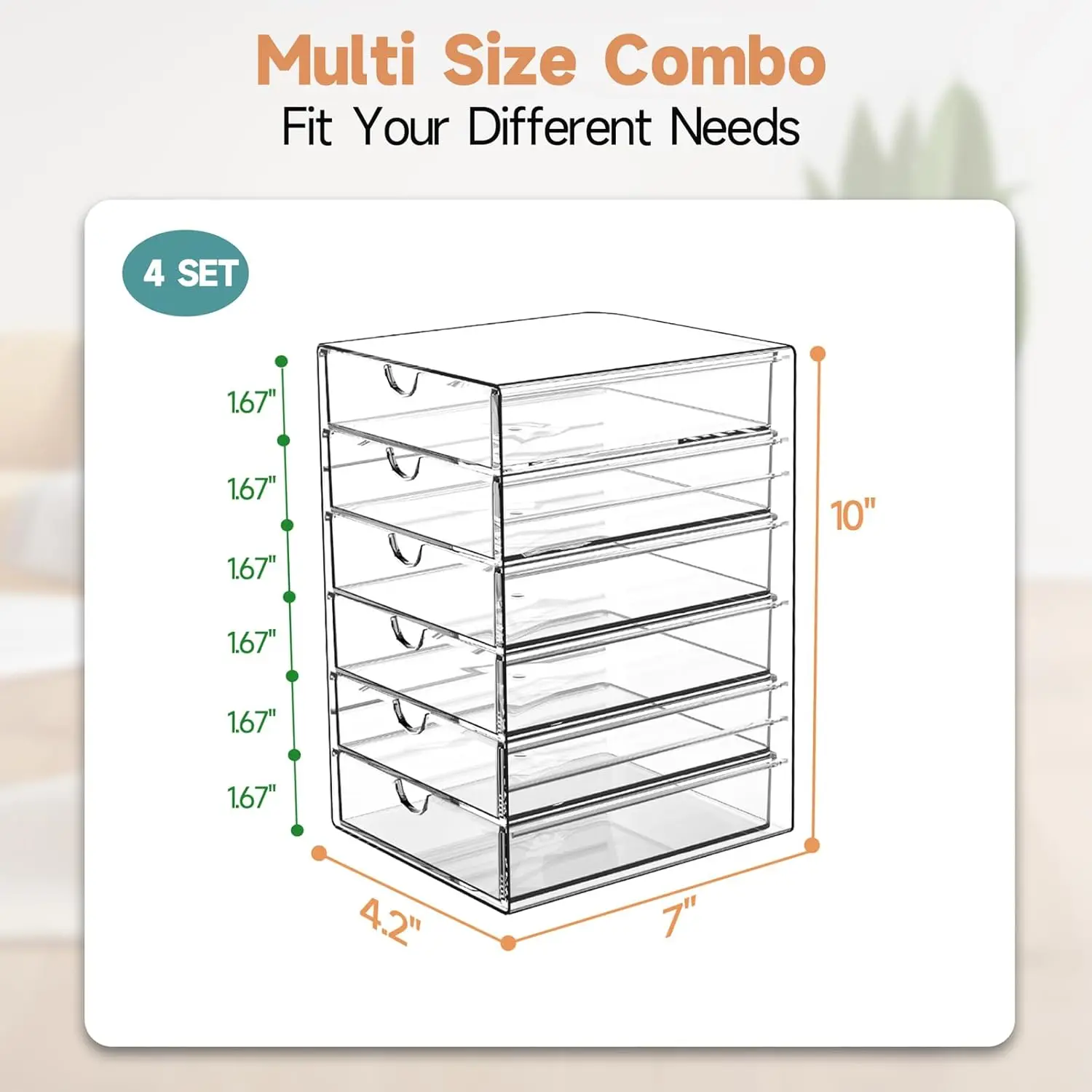 Acrylic Makeup Drawer Organizer with 24 Drawers, Stackable Desk Storage for Cosmetics, Jewelry, Office Supplies, Bathroom