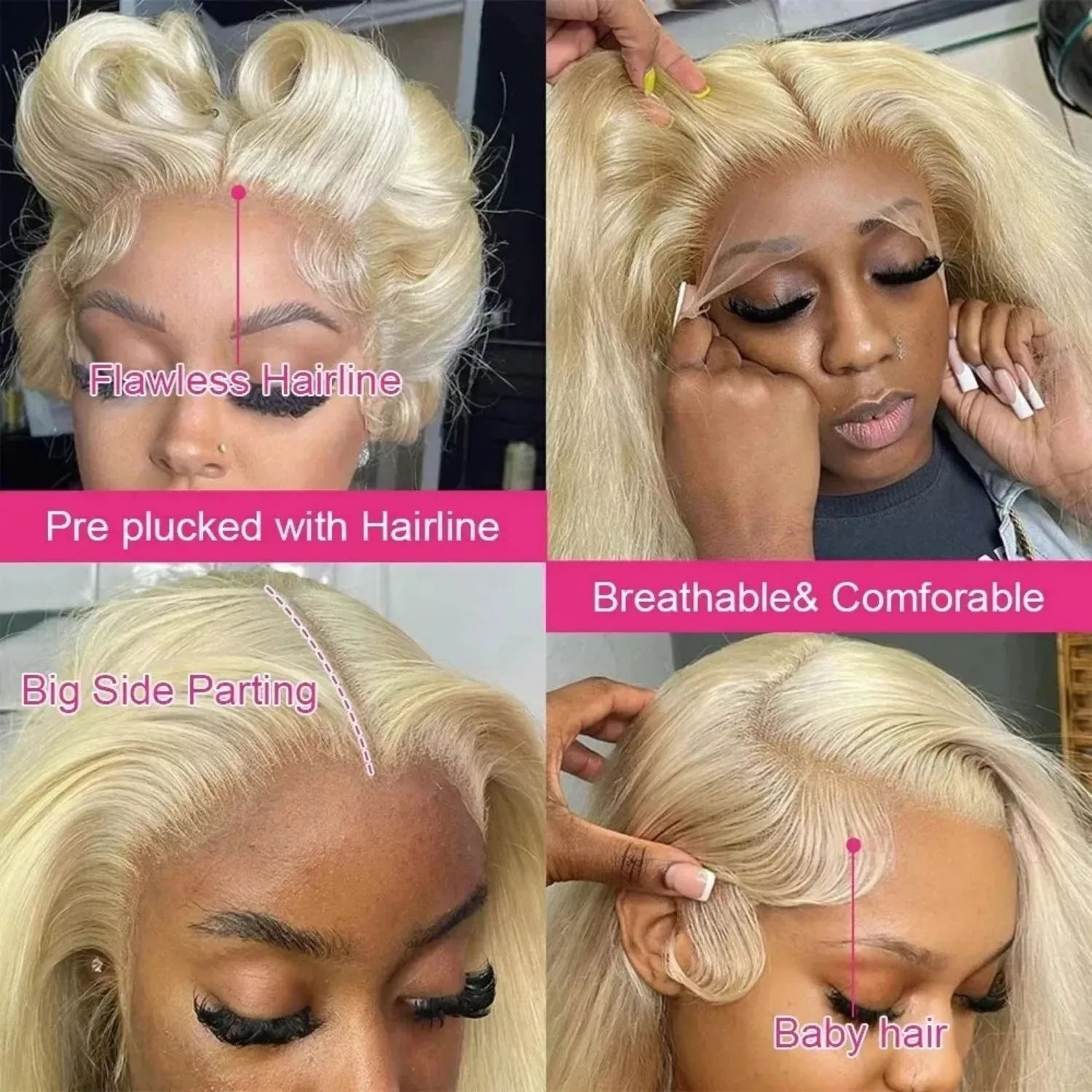 613 Honey Blonde Deep Wave Human Hair Wig HD Lace Frontal Pre-Plucked Super Double Drawn Water Wave Long Length 30/36/38 Inches for Women