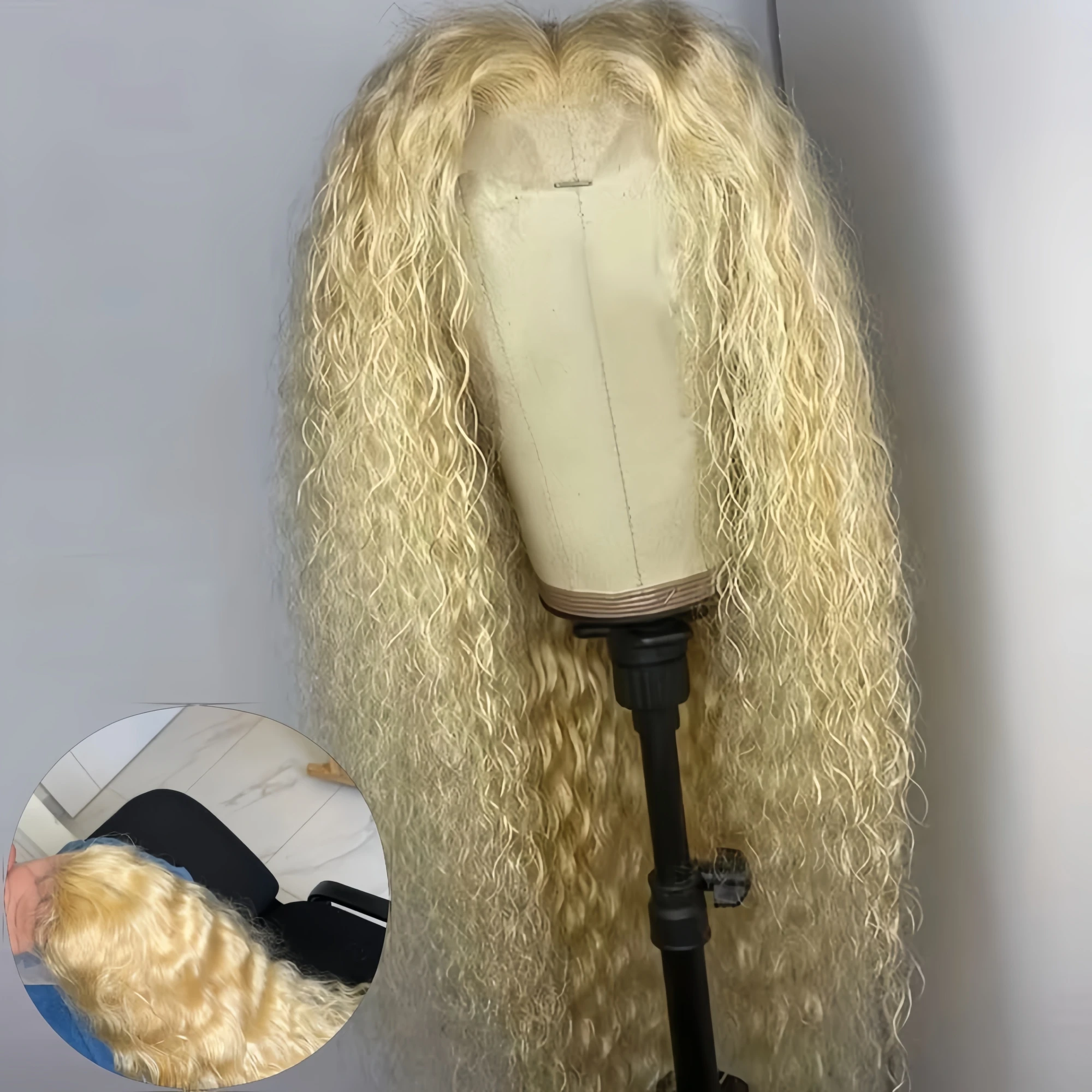 613 Honey Blonde Deep Wave Human Hair Wig HD Lace Frontal Pre-Plucked Super Double Drawn Water Wave Long Length 30/36/38 Inches for Women