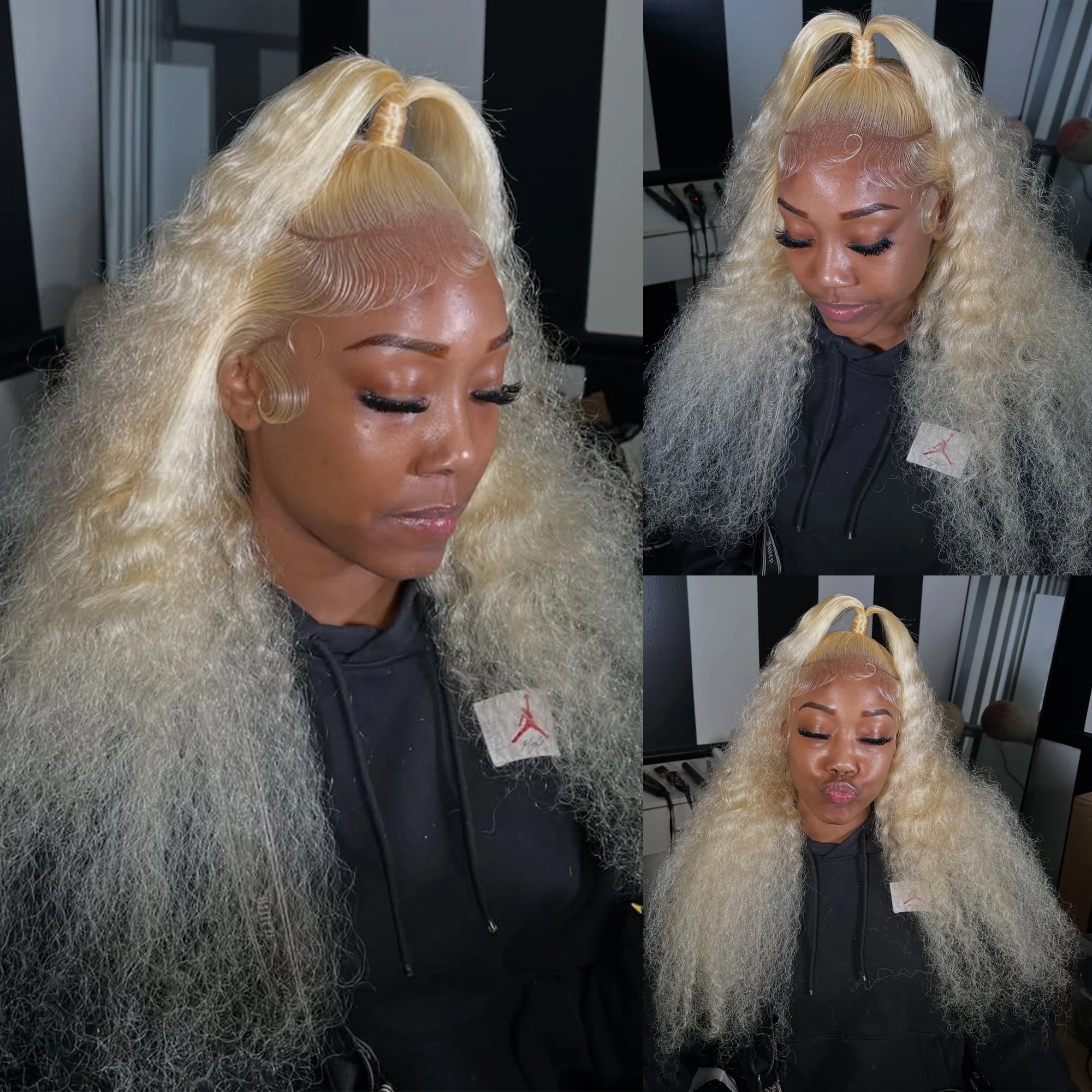 613 Honey Blonde Deep Wave Human Hair Wig HD Lace Frontal Pre-Plucked Super Double Drawn Water Wave Long Length 30/36/38 Inches for Women