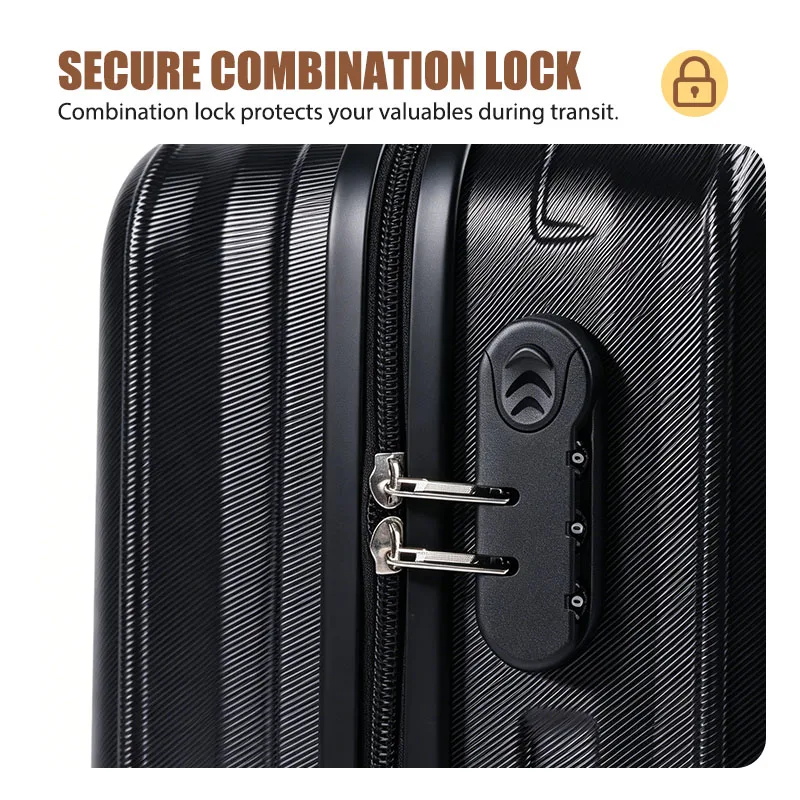 2 Piece Hardside Luggage Set - 20 Inch Carry On Suitcase with TSA Lock, USB Port & Silent Spinner Wheels, Lightweight PC+ABS Travel Luggage for Business Trip
