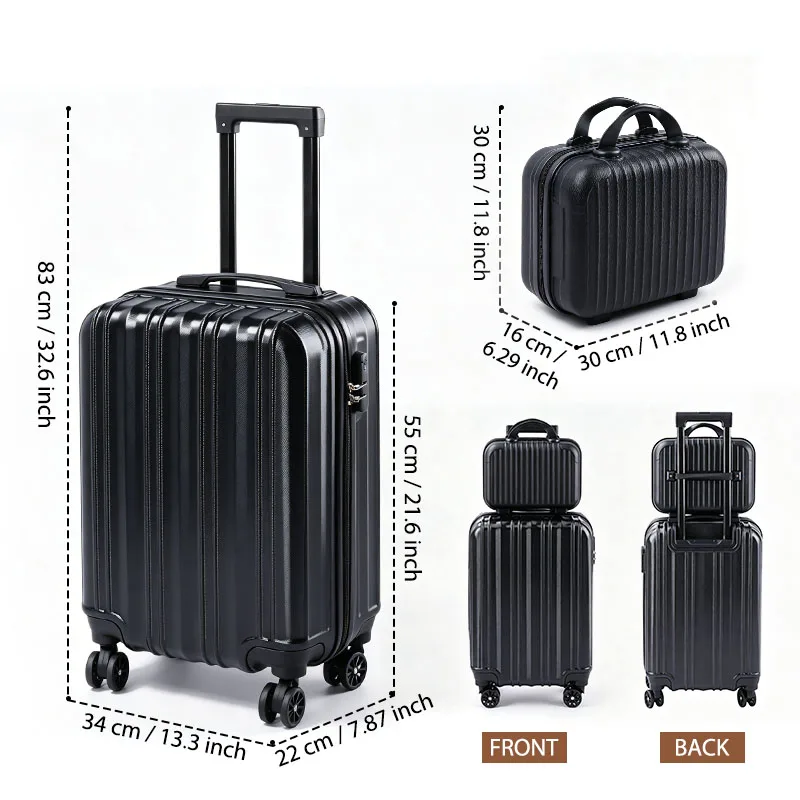 2 Piece Hardside Luggage Set - 20 Inch Carry On Suitcase with TSA Lock, USB Port & Silent Spinner Wheels, Lightweight PC+ABS Travel Luggage for Business Trip