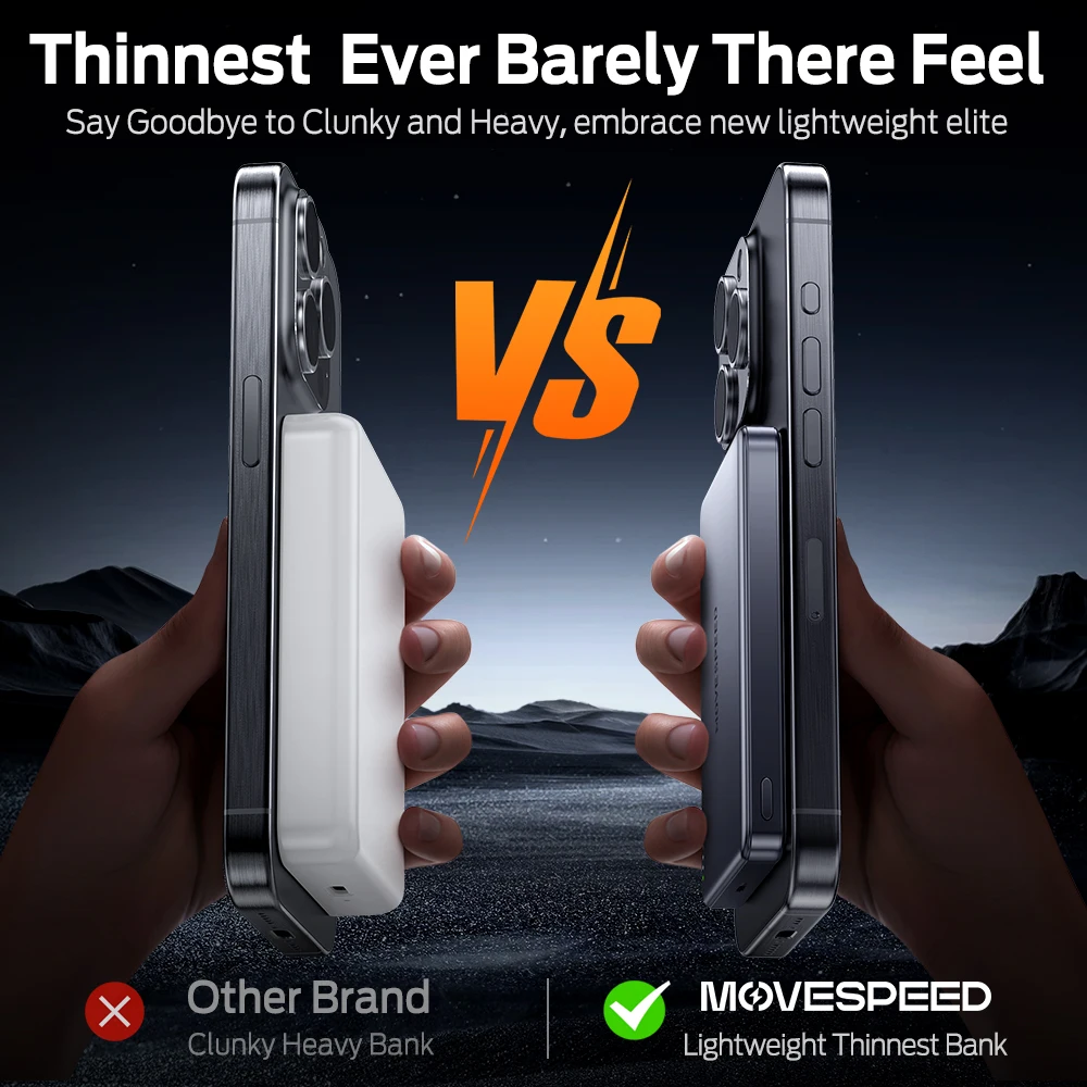 MOVESPEED S10 Magnetic Power Bank 10000mAh Wireless Fast Portable Charge External Battery Powerbank for iPhone 17 16 15 Samsung