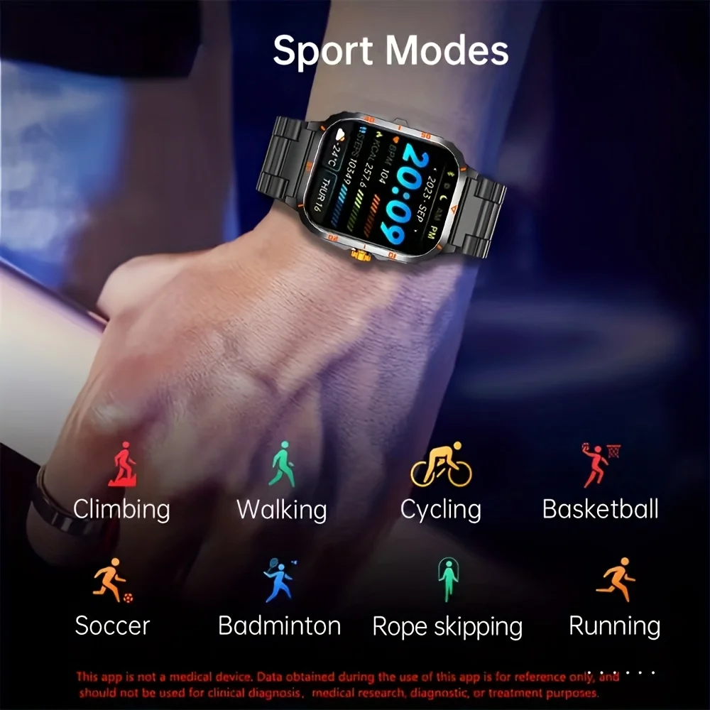 Outdoor Men'S Smart Watch 2.01 Inch-Hd-Full Touch Screen Display Wireless Call/Answer, Multiple Sports Modes ,Outdoor Information Reminder,Weather Forecast,Music Control,Suitable for Iphone and Android