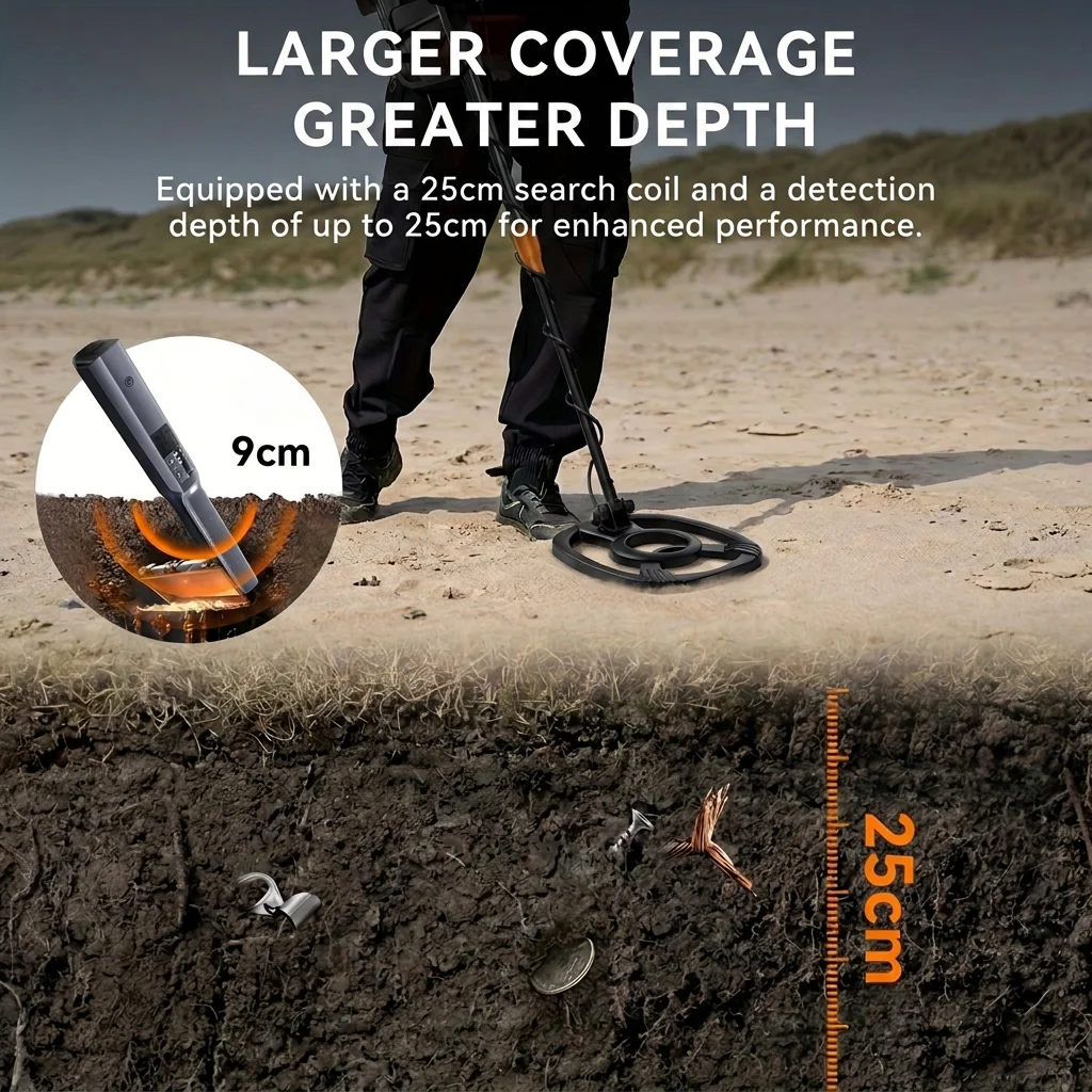 SUNPOW Underground Metal Detector Kit for Adults, 10" IP68 Waterproof Search Coil, 5 Detection Modes, Dual Backlit LCD, High Sensitivity for Gold Coin Relic Beach Treasure Hunting