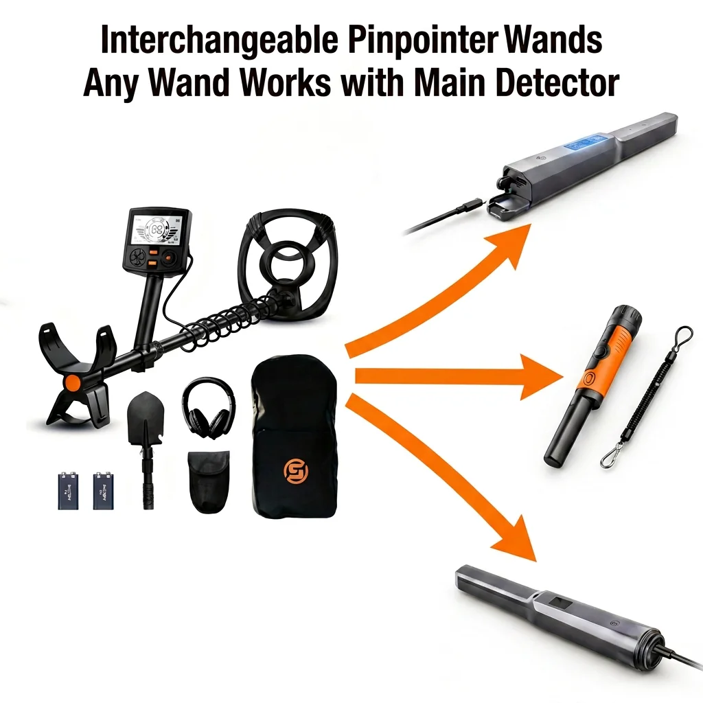 SUNPOW Underground Metal Detector Kit for Adults, 10" IP68 Waterproof Search Coil, 5 Detection Modes, Dual Backlit LCD, High Sensitivity for Gold Coin Relic Beach Treasure Hunting