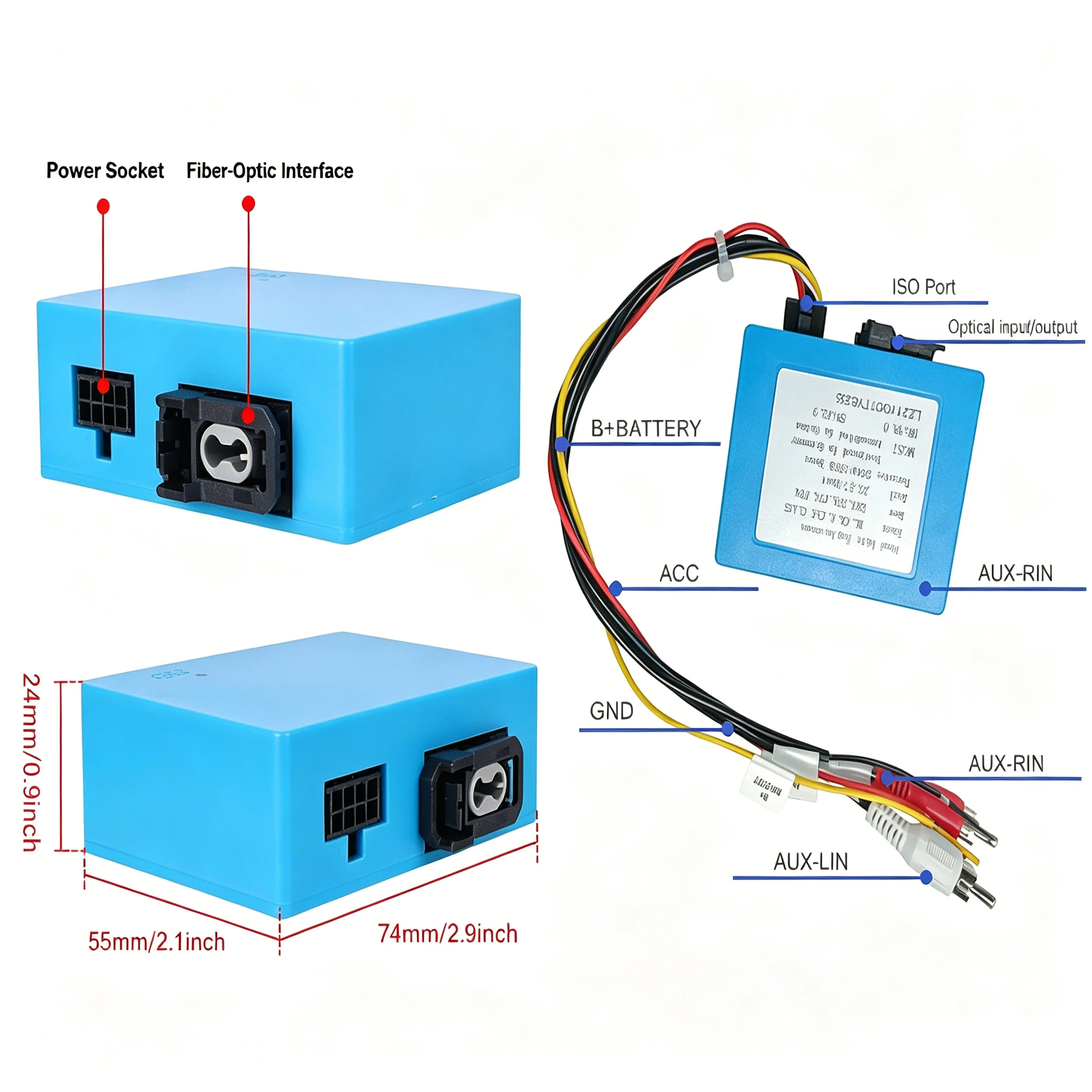 Optical Fiber Decoder Most Box for 2004-2018 Mercedes Benz ML/R/GL/W211/GLS Series and for 2004-2016 Porsche Cayenne 911 Cayenne Paramela