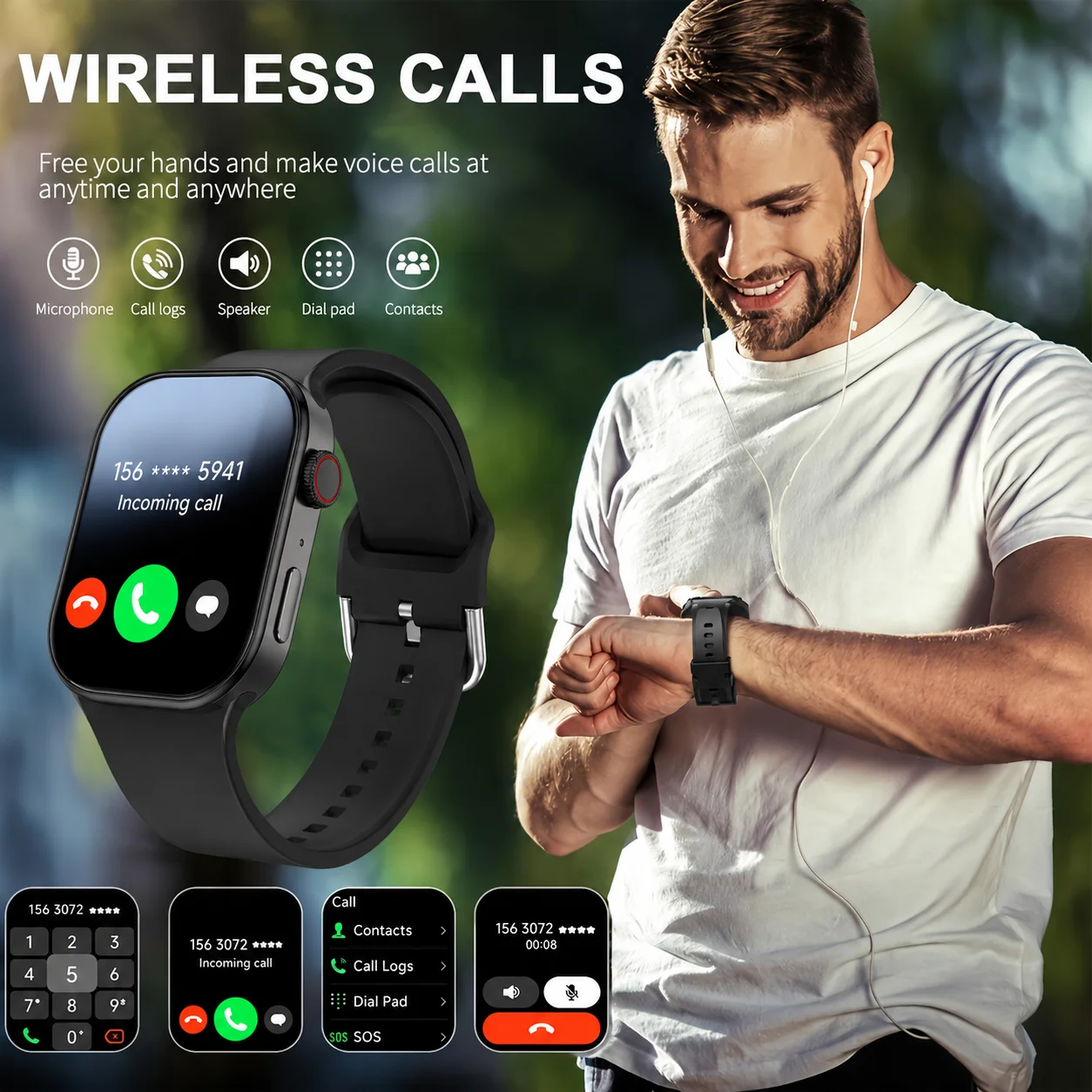 New Full-Touch High-Definition Men'S and Women'S Sports Smartwatch Features Wireless Dialing, Answering Calls, Motion Tracking, Music Control. The Stylish Smartwatch Is Compatible with Android and Iphone