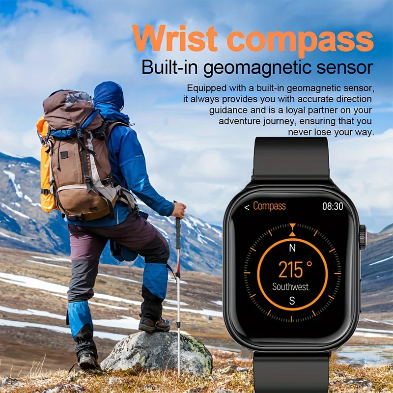 New Full-Touch High-Definition Men'S and Women'S Sports Smartwatch Features Wireless Dialing, Answering Calls, Motion Tracking, Music Control. The Stylish Smartwatch Is Compatible with Android and Iphone