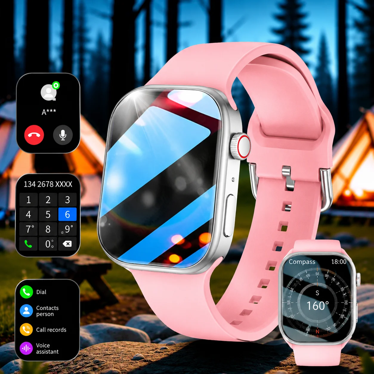 New Full-Touch High-Definition Men'S and Women'S Sports Smartwatch Features Wireless Dialing, Answering Calls, Motion Tracking, Music Control. The Stylish Smartwatch Is Compatible with Android and Iphone