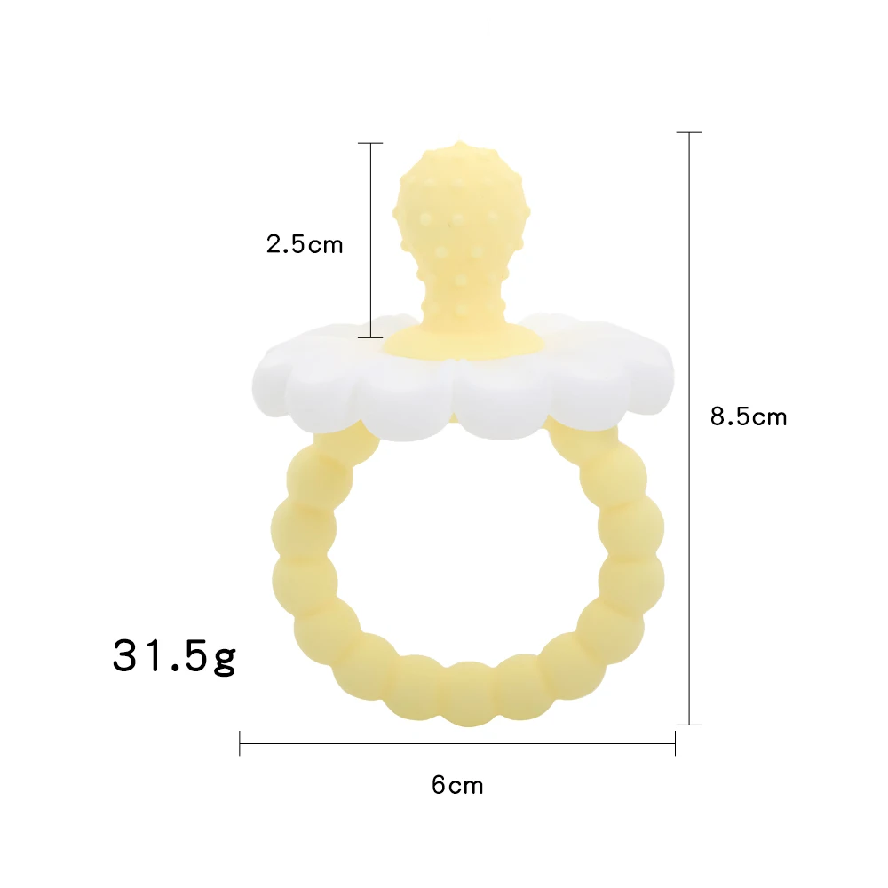 BPA Free Silicone Baby Teether Flower Shape Pacifier Teething Ring Newborn Soothing Chew Toy Infant Grip Molar Sensory Toy