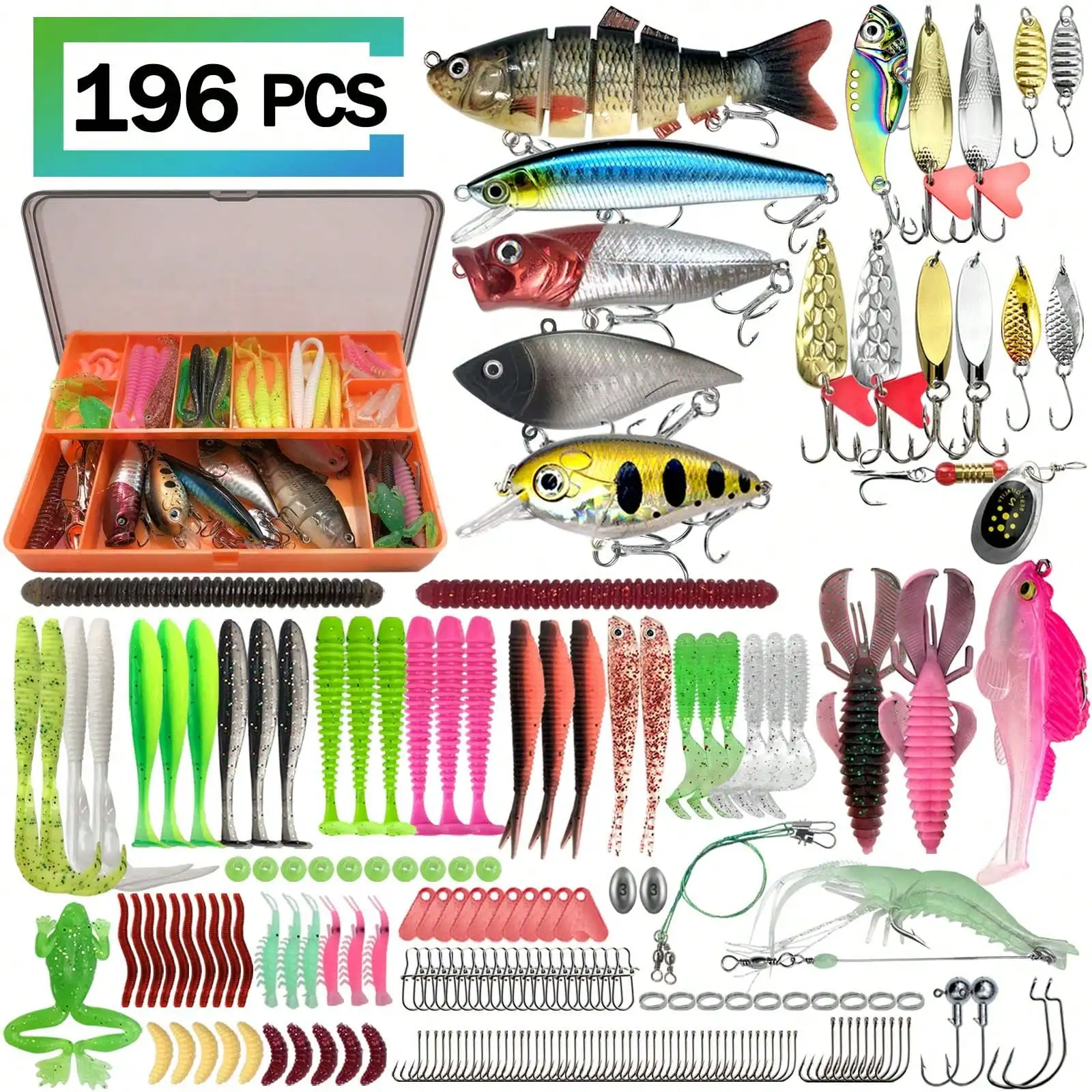 411/241/196/137/85pcs Fishing Lure Set, With A Box, Soft Baits, Spoon Baits, Hooks, Hard Baits And Other Fishing Accessories Sets, Universal For Seawater And Fresh Water