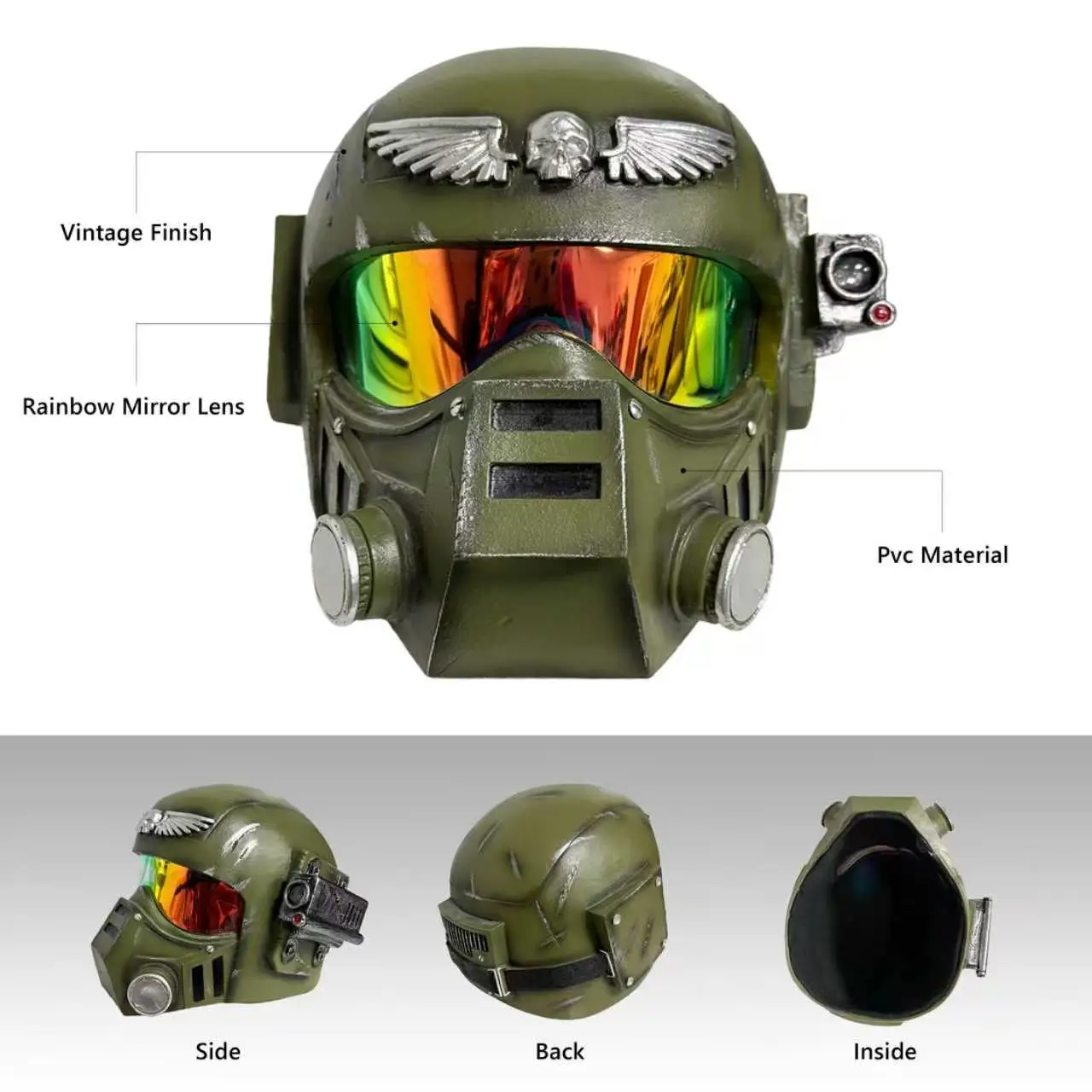 Hammer 40000 Imperial Guard Helmet Full Size Resin Wearable Mask Adult Cosplay Prop for Halloween Masquerade Sci-Fi Game Collection Stage Costume Display Decor Gift