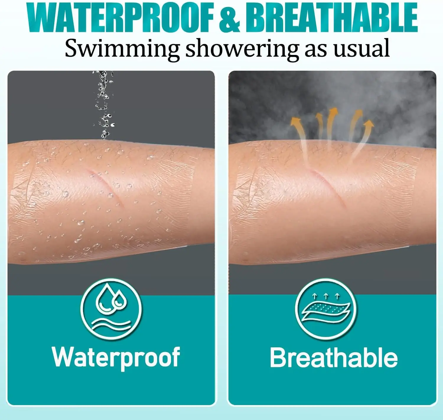 100 Packs Transparent Film Dressing 2.37" x 2.75" Waterproof Bandages for Swimming Showering Post Surgical Shower Tattoo Aftercare Bandage Adhesive Patches