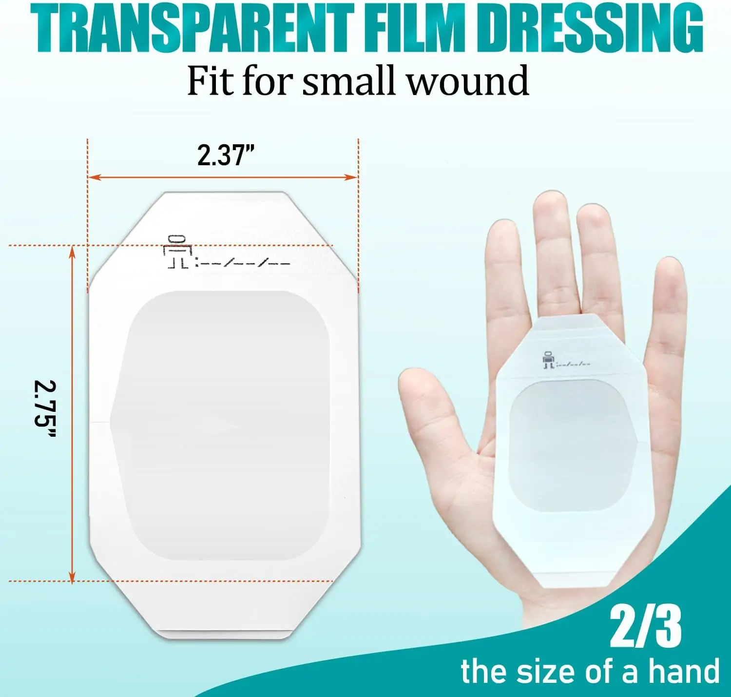 100 Packs Transparent Film Dressing 2.37" x 2.75" Waterproof Bandages for Swimming Showering Post Surgical Shower Tattoo Aftercare Bandage Adhesive Patches
