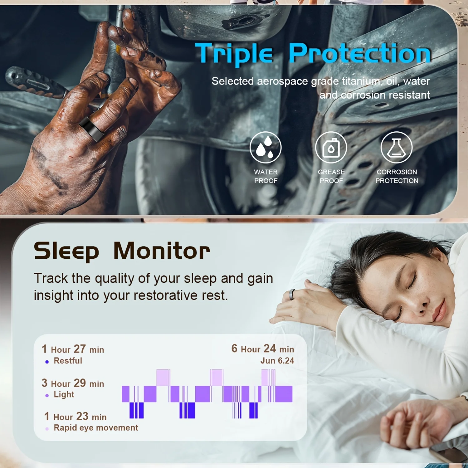 2026 Upgraded Smart Rings for Men Women, Health Monitoring Ring, Fitness Tracker with Sport Mode, Pedometer, Sleep, Step, IP68 Fitness Ring, Outdoor Activity Tracker Ring for Android for IPhone - Gifts for Him/Her