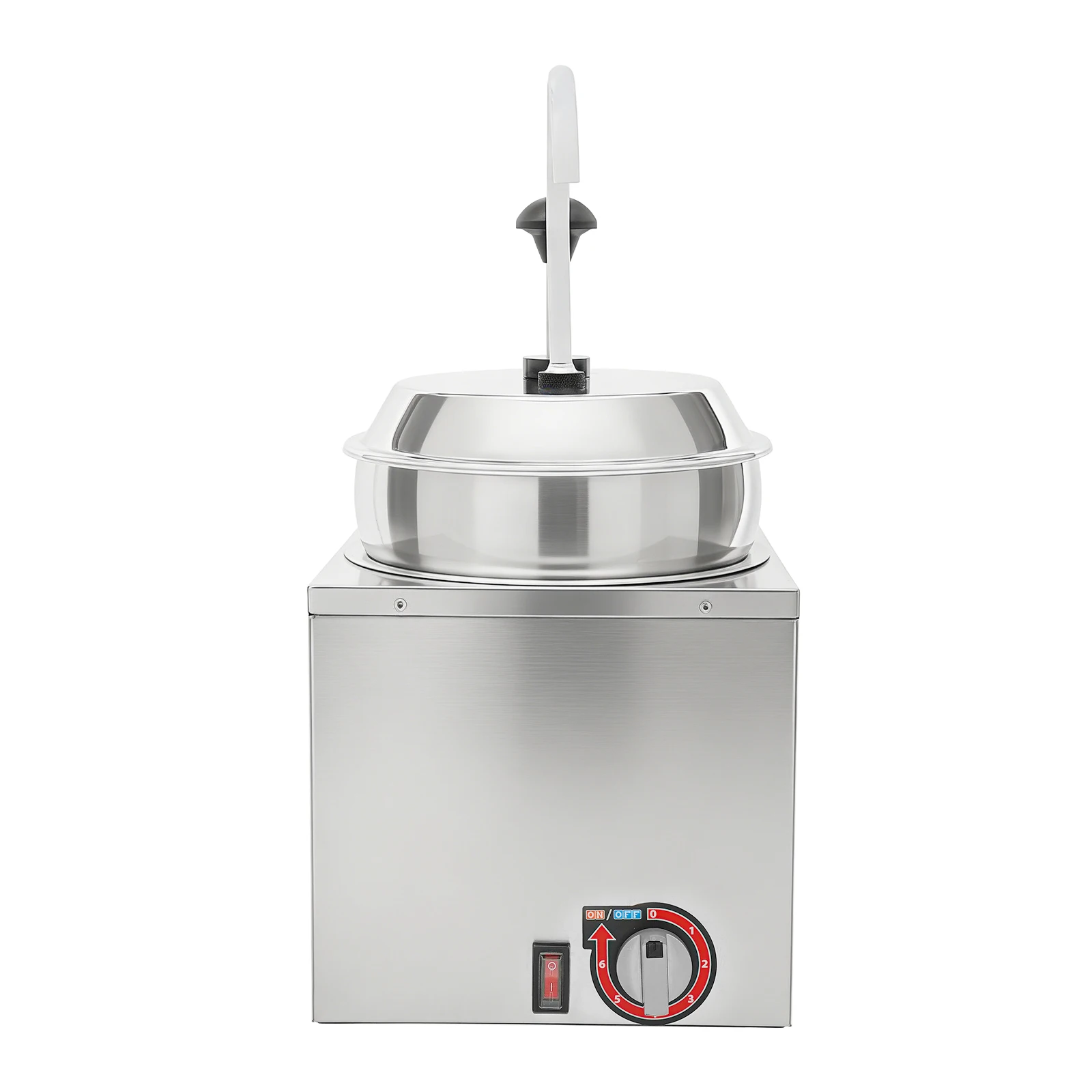 Commercial Cheese Warmer 1.85 Gal, Stainless Steel Cheese Dispenser with Pump & 6 Temp Settings for Food Truck Restaurant