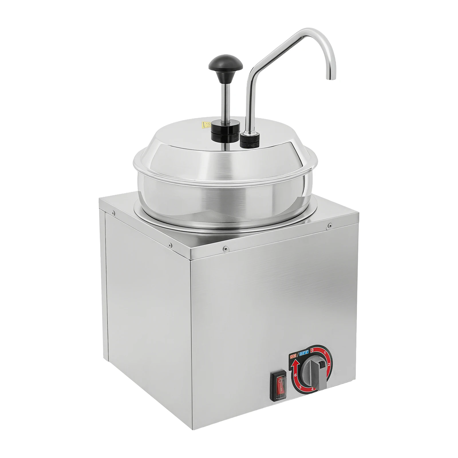 Commercial Cheese Warmer 1.85 Gal, Stainless Steel Cheese Dispenser with Pump & 6 Temp Settings for Food Truck Restaurant