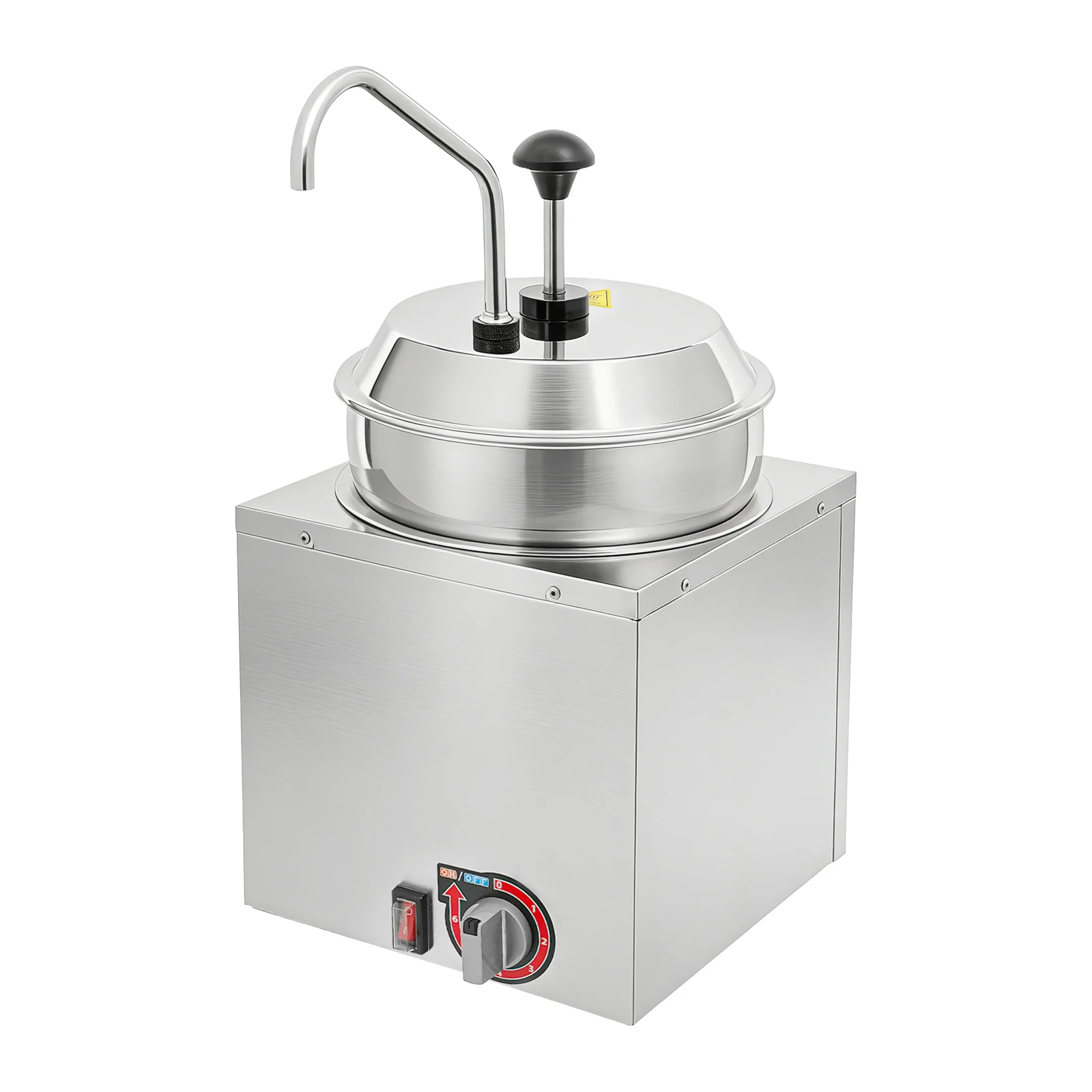 Commercial Cheese Warmer 1.85 Gal, Stainless Steel Cheese Dispenser with Pump & 6 Temp Settings for Food Truck Restaurant