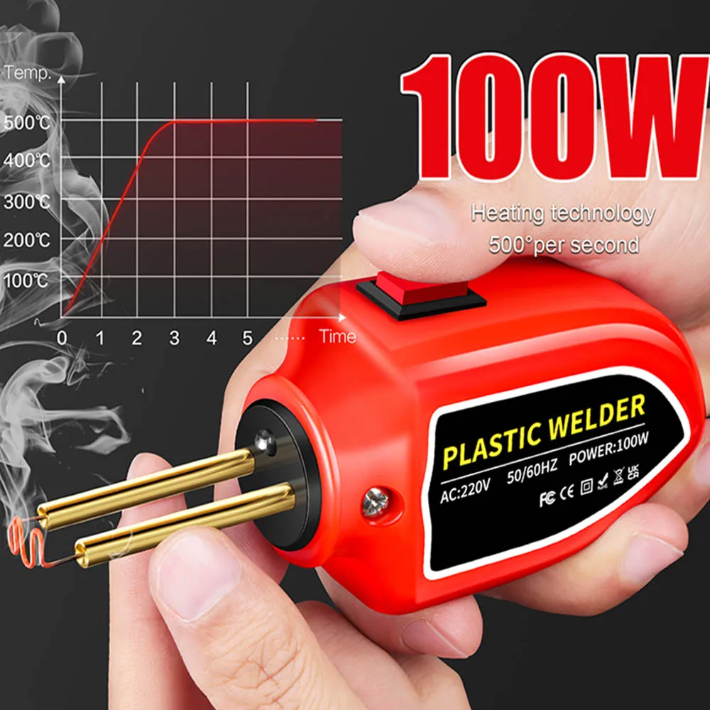 100W Plastic Welder, 2 in 1 solder iron Kit Plastic Repair Welder Kit 1000PCS Hot Stapler Soldering Gun with 100PCS Plastic Welding Rods Car Bumper Repair Kit for Most Plastic Repair