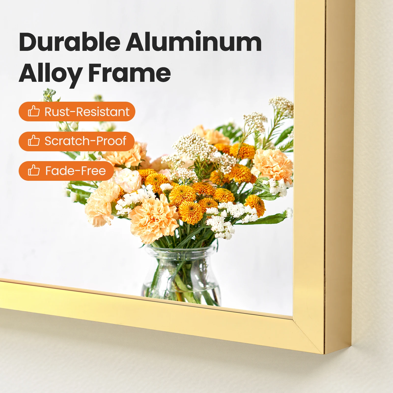 JHK Arched Gold Large Size Bathroom Mirror Bathroom Mirrors for Over Sink Modern Wall Mirrors Arch Decorative for Entryway Bedroom Vanity Horizontal or Vertical Hanging