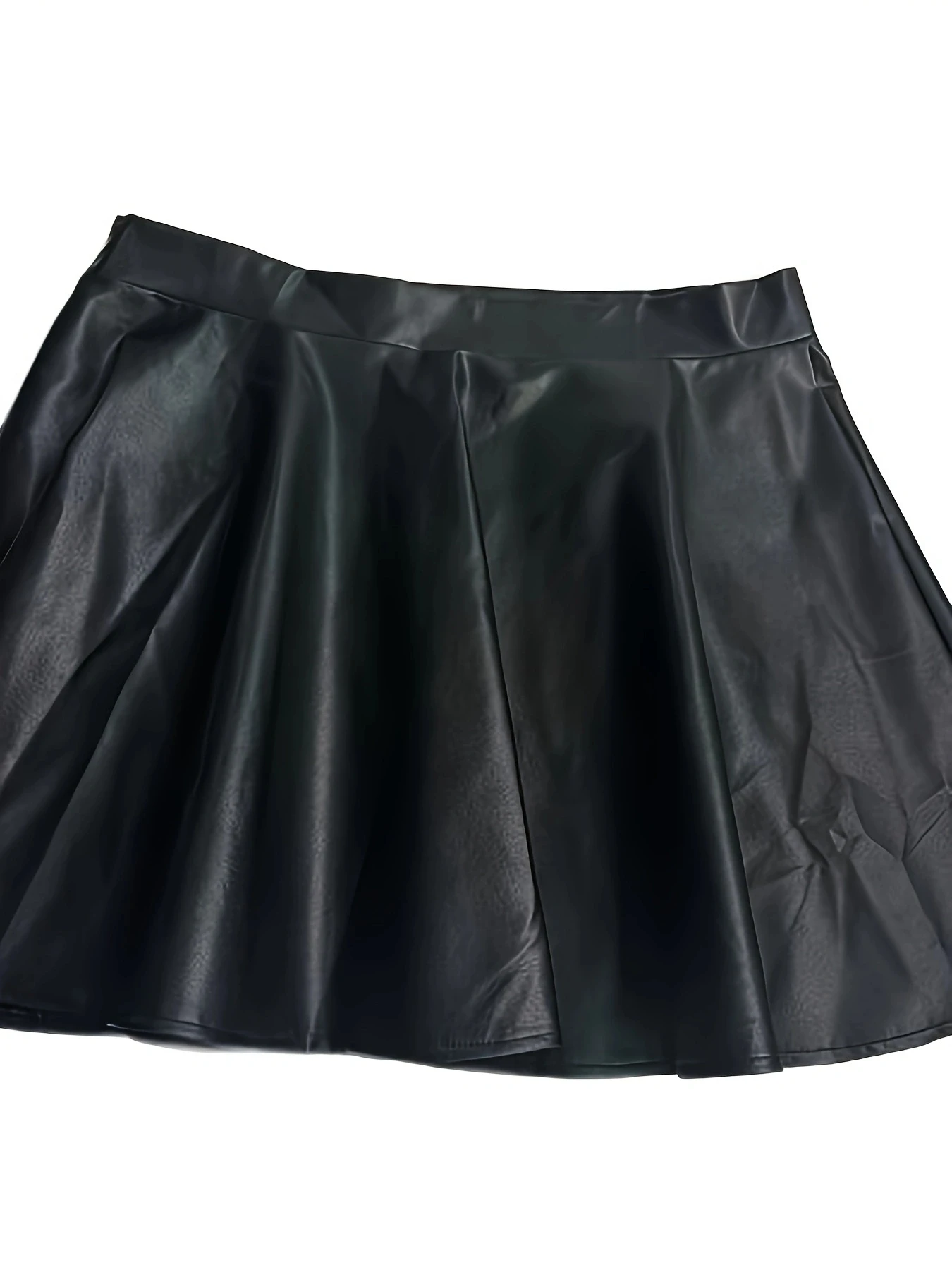 Plus Size Women's Colorblock Letter B Print Cropped Baseball Jacket Set High Waist Black PU Pleated Leather Mini Skirt Hot Girl Two-Piece Set
