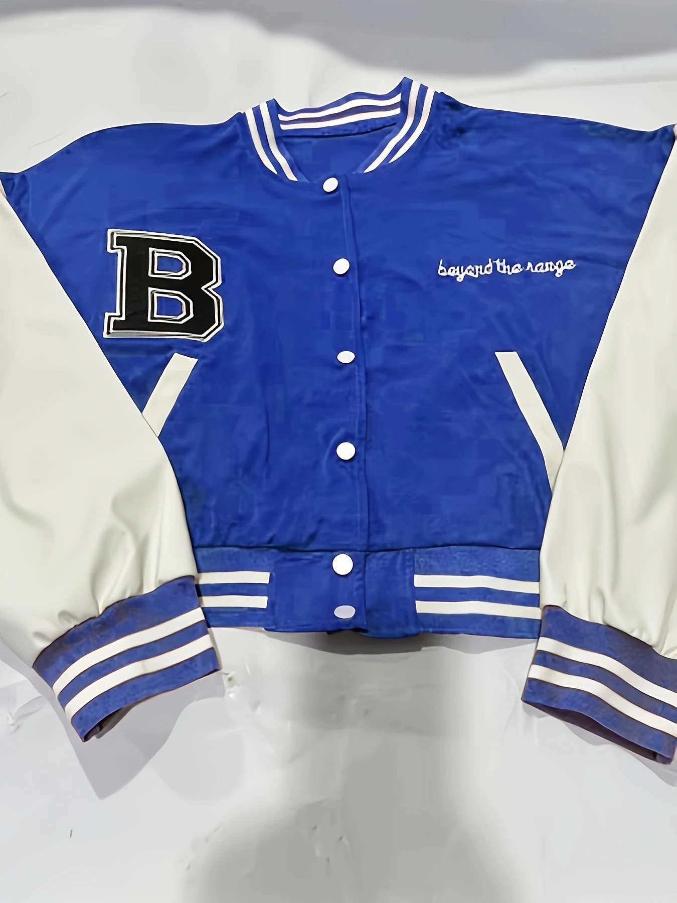 Plus Size Women's Colorblock Letter B Print Cropped Baseball Jacket Set High Waist Black PU Pleated Leather Mini Skirt Hot Girl Two-Piece Set