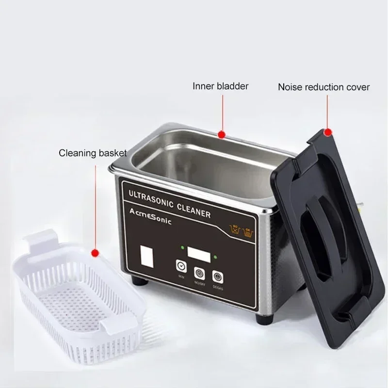 US 110V Portable Ultrasonic Cleaner, Stainless Steel Sonic Cleaning Machine for Jewelry, Eyeglasses, Dentures, Watches & Small Parts