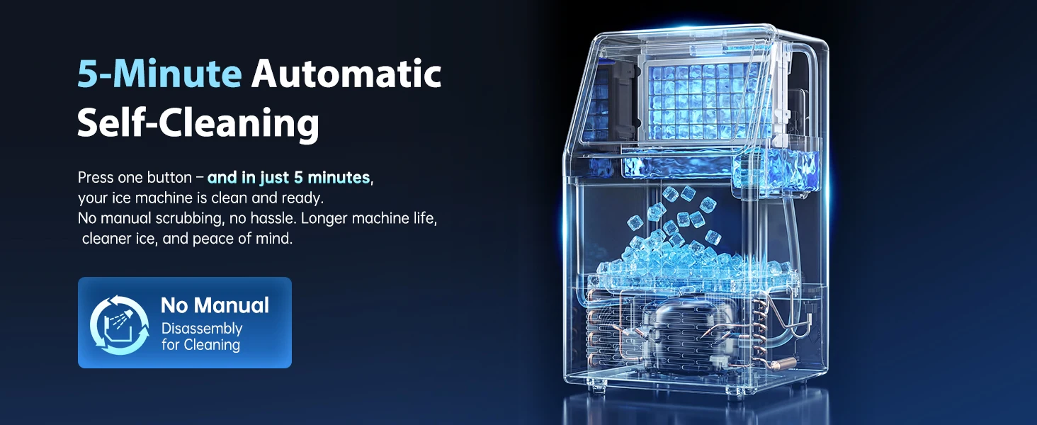 Zomagas 130 lb Commercial Ice Maker, Self-Cleaning, Stainless Steel