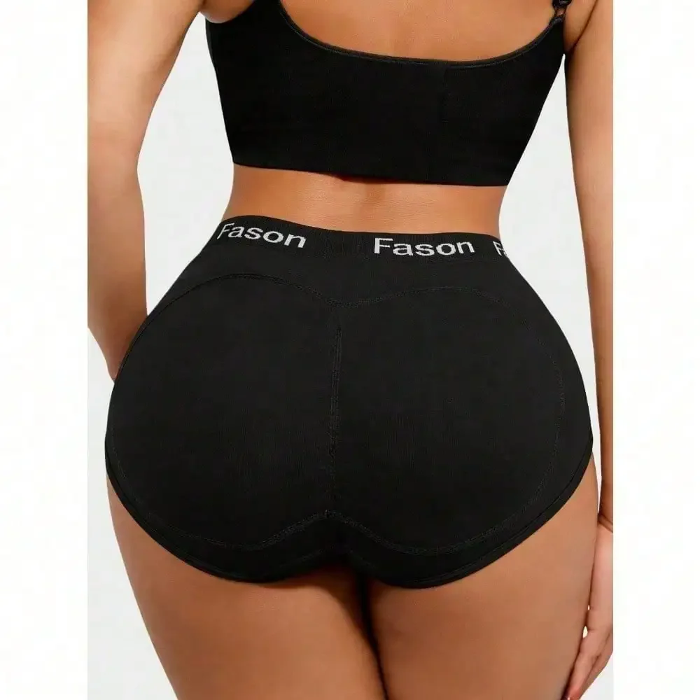 Women Fake Butt Shaping Pants,Triangle Lifting Shapewear Panty With Removable Sponge Pad,Solid Enhancer Control Panties