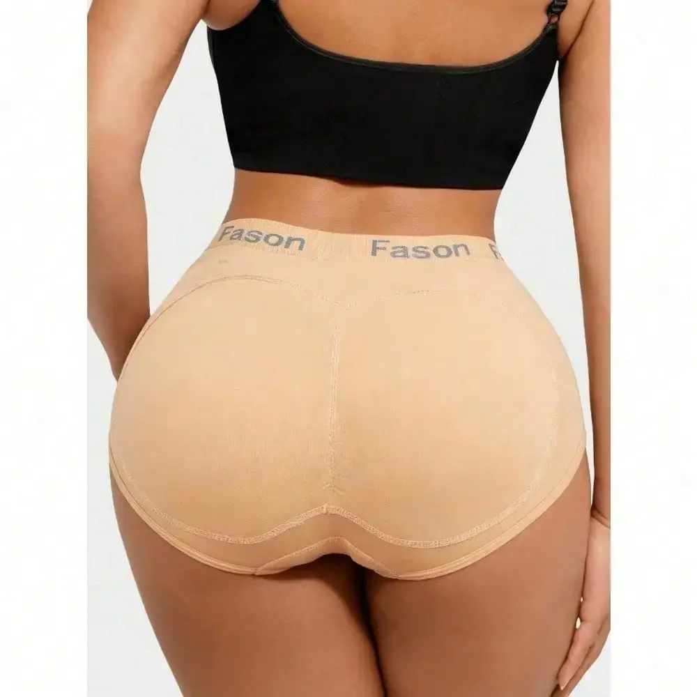 Women Fake Butt Shaping Pants,Triangle Lifting Shapewear Panty With Removable Sponge Pad,Solid Enhancer Control Panties