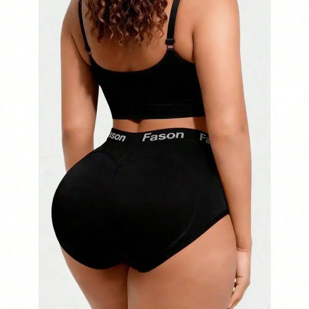 Women Fake Butt Shaping Pants,Triangle Lifting Shapewear Panty With Removable Sponge Pad,Solid Enhancer Control Panties