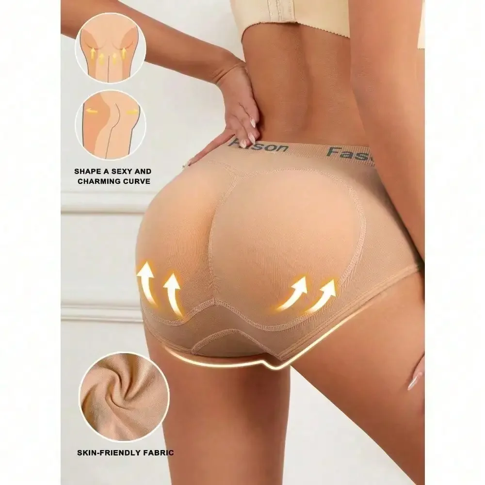 Women Fake Butt Shaping Pants,Triangle Lifting Shapewear Panty With Removable Sponge Pad,Solid Enhancer Control Panties