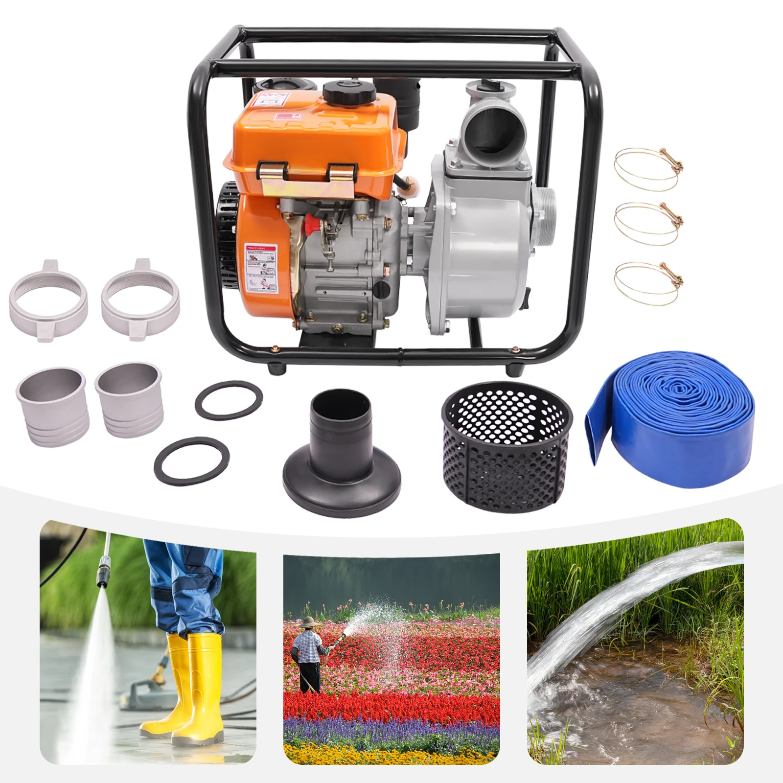 4-Strok Water Pump Diesel Water Transfer Pump with 4L Fuel Tank Diesel Water Pump Water Lifting & Drainage Equipment for Farm Garden Irrigation4-Strok Water Pump Diesel Water Transfer Pump with 4L Fuel Tank Diesel Water Pump Water Lifting & Drainage Equip