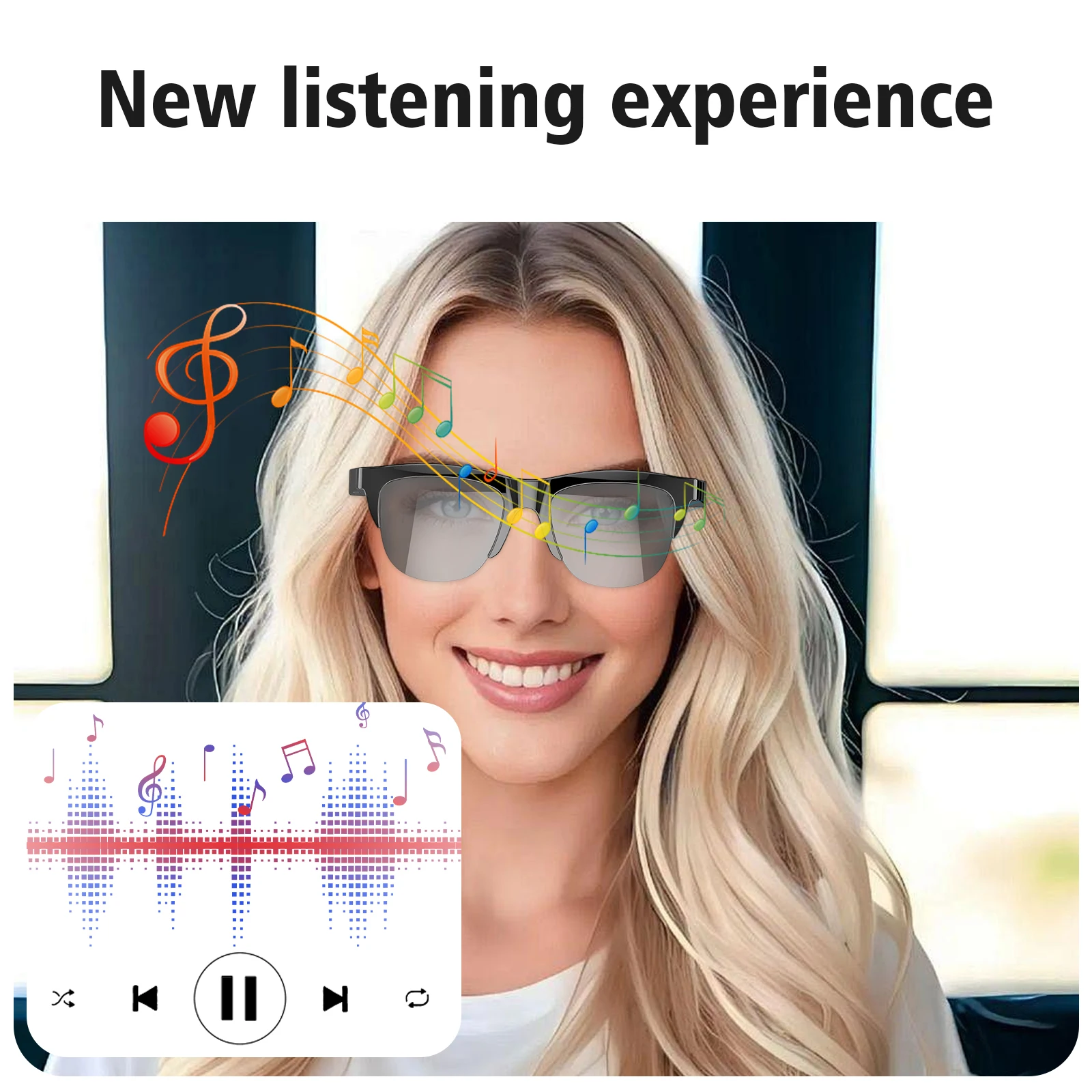 2025 new smart glasses, music playback, voice assistant, wireless calls, unisex, blue light blocking glasses