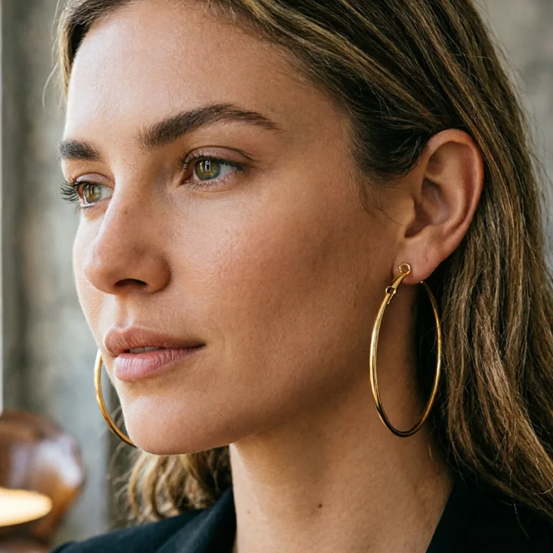 6 Pairs 316L Stainless Steel Hoop Earrings Set 30/40/50mm Gold Silver Lever Back Hoops Waterproof Hypoallergenic Fade Resistant Women Daily Jewelry