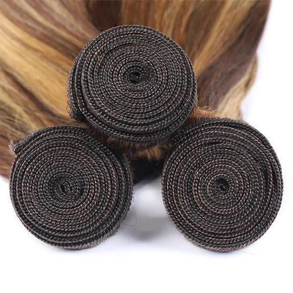 20 22 24Inch P4/27 Straight Bundle Human Hair 12A Highlight Straight Bundles 100% Human Hair Honey Blonde Bundles Top Quality