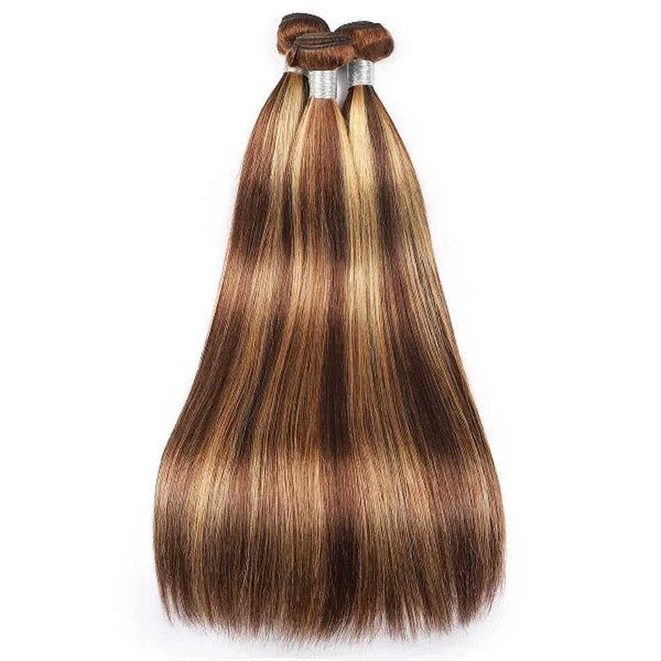 20 22 24Inch P4/27 Straight Bundle Human Hair 12A Highlight Straight Bundles 100% Human Hair Honey Blonde Bundles Top Quality