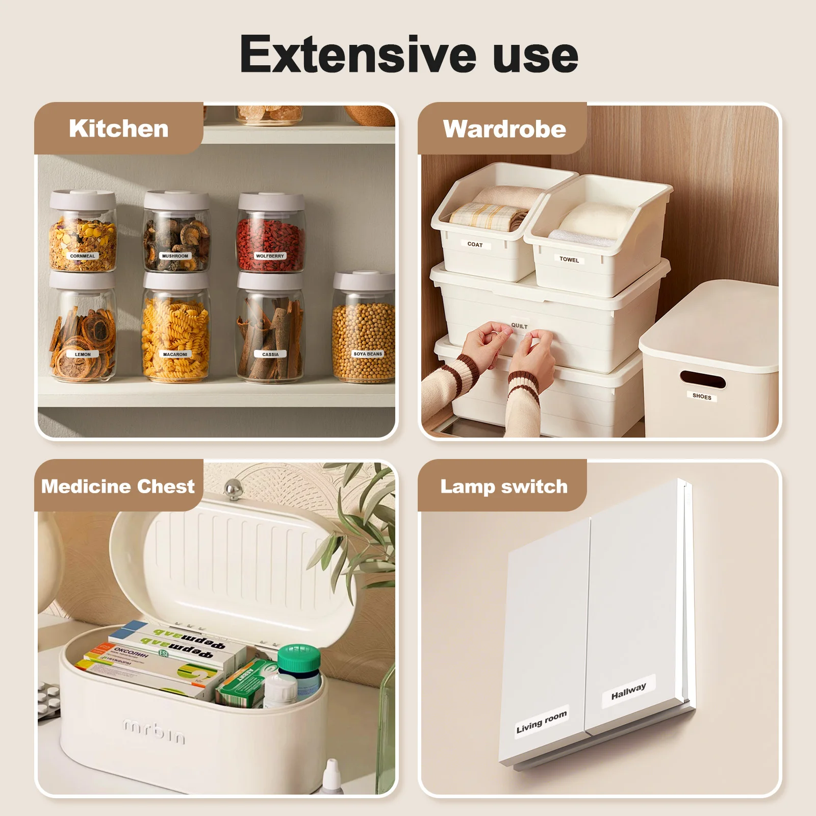 Label Maker Machine with Tape Portable Printer Mini Thermal Printers Self-adhesive Sticker for School Home Office Organization