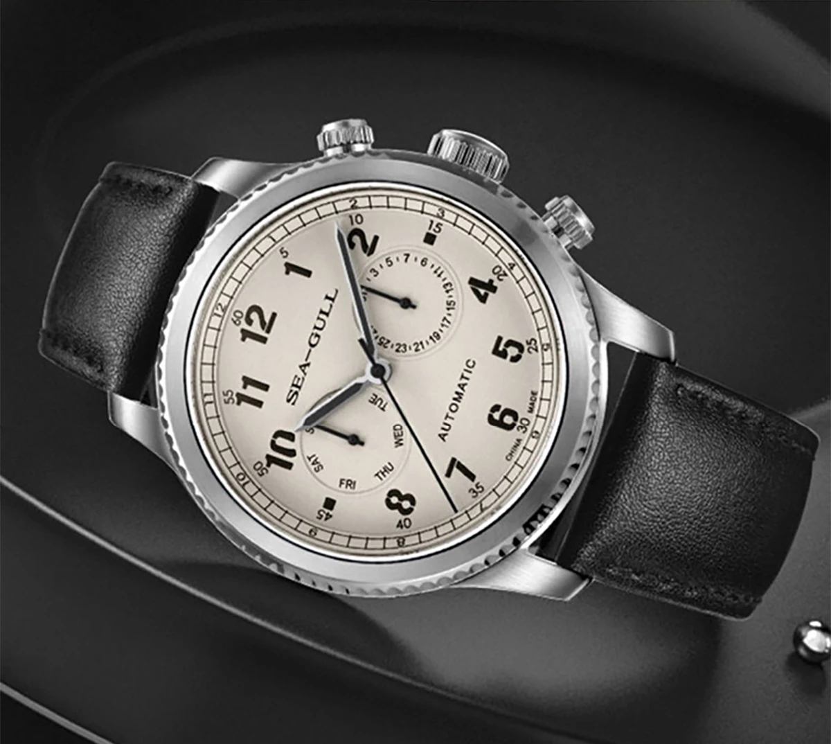 Seagull Men's Watch Fashion Multifunction Belt Sapphire Luminous Automatic Mechanical Watch Pilot Series Wristwatch 819.33.6080H