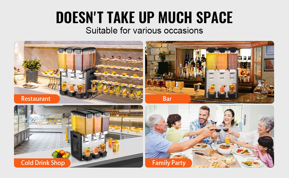 SucceBuy 3 Tanks Commercial Beverage Dispenser 10L/18L Per Tank Juice Dispenser Stainless Steel Ice Tea Drink Machine for Drink